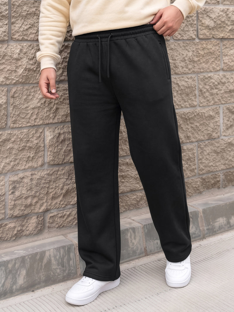 Black Straight Fleece Joggers