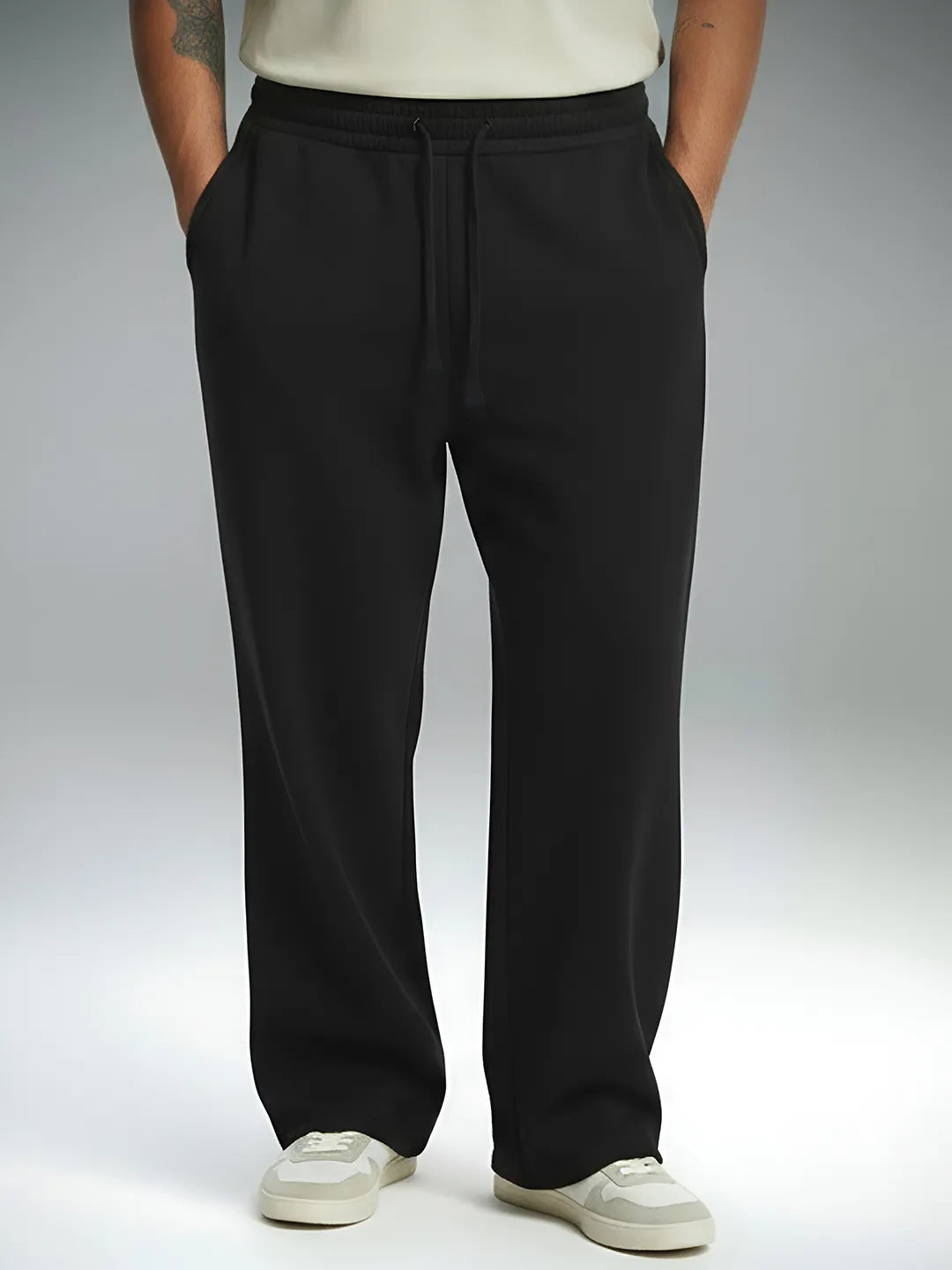 Jet Black Straight-Fit Joggers