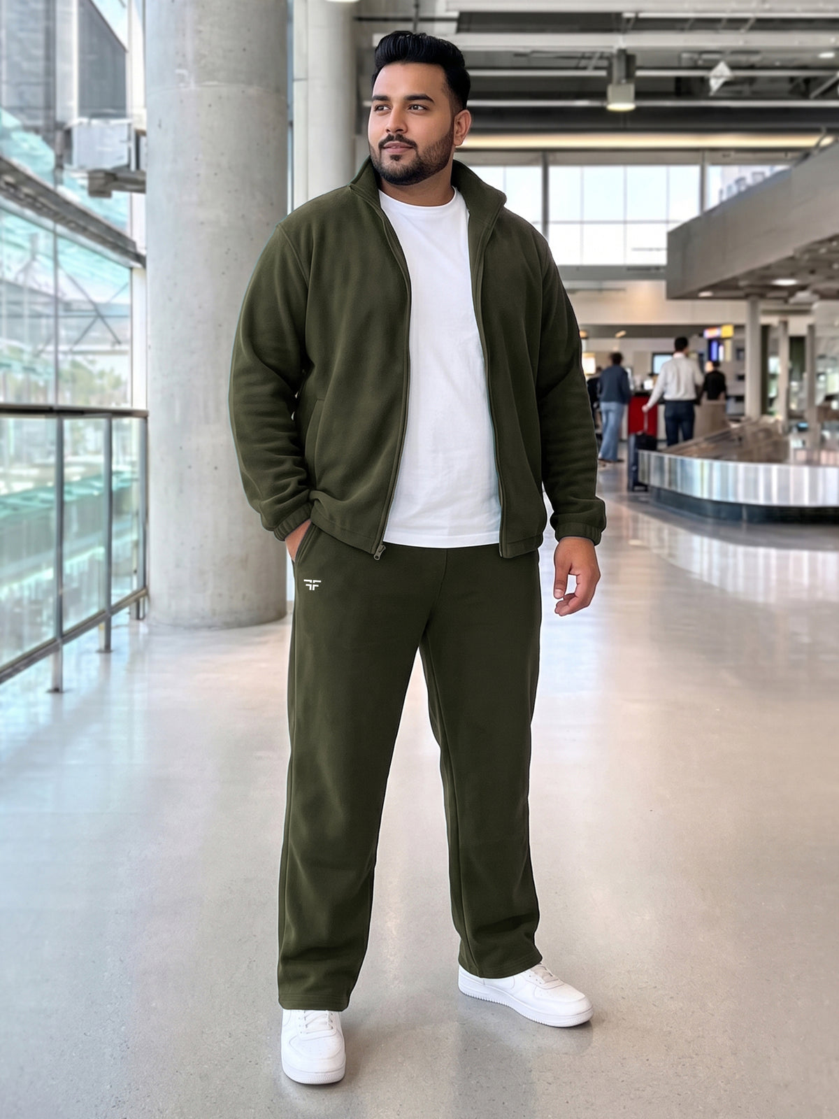 Green Straight Fleece Joggers