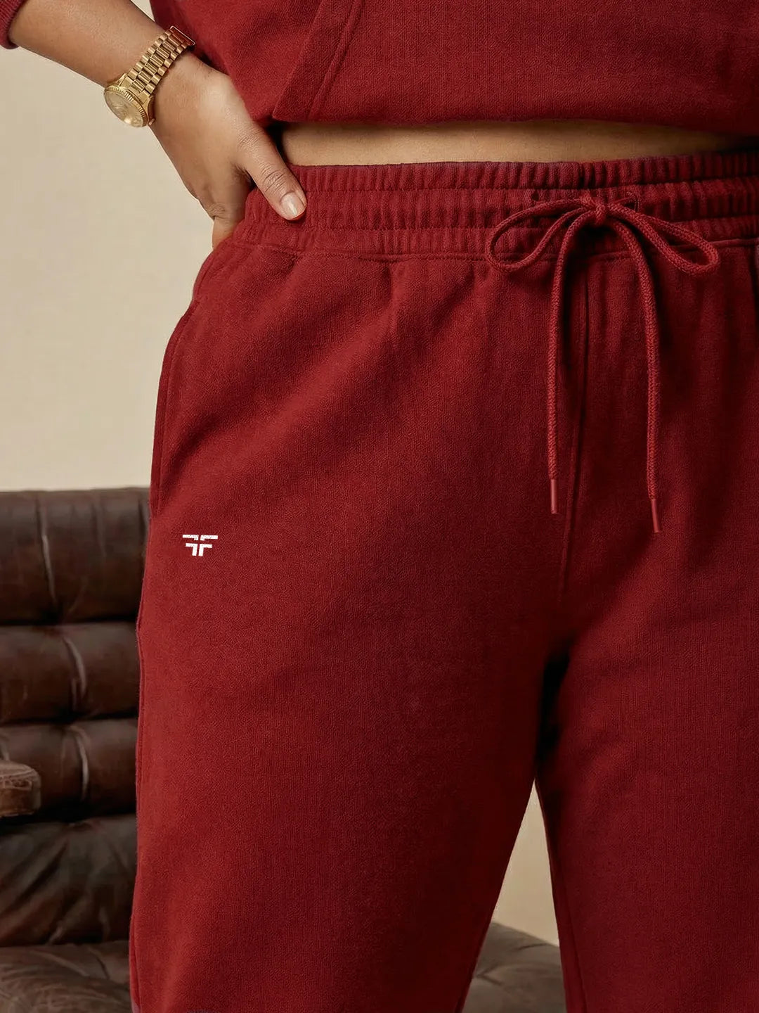 Red Straight Thermal Co-ord Set (Hoodie & Straight Fit Tracks Combo)