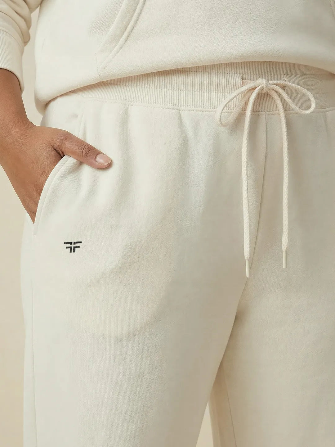 Off-White Straight Thermal Co-ord Set (Hoodie & Straight Fit Tracks Combo)