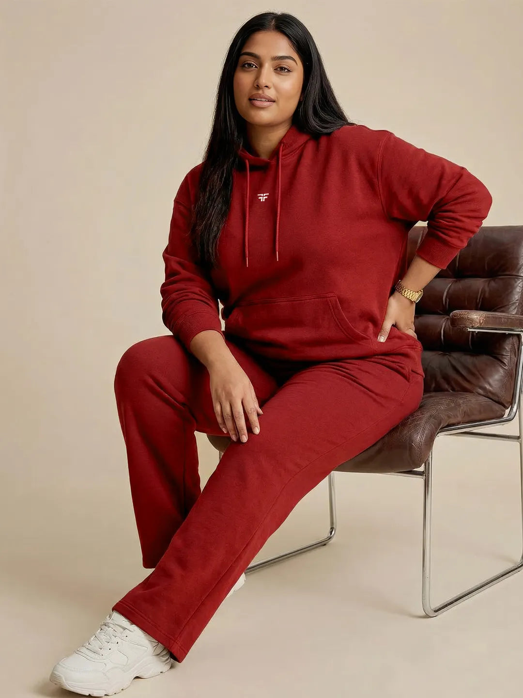 Red Straight Thermal Co-ord Set (Hoodie & Straight Fit Tracks Combo)