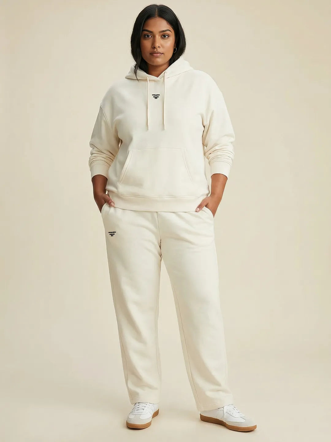 Off-White Straight Thermal Co-ord Set (Hoodie & Straight Fit Tracks Combo)