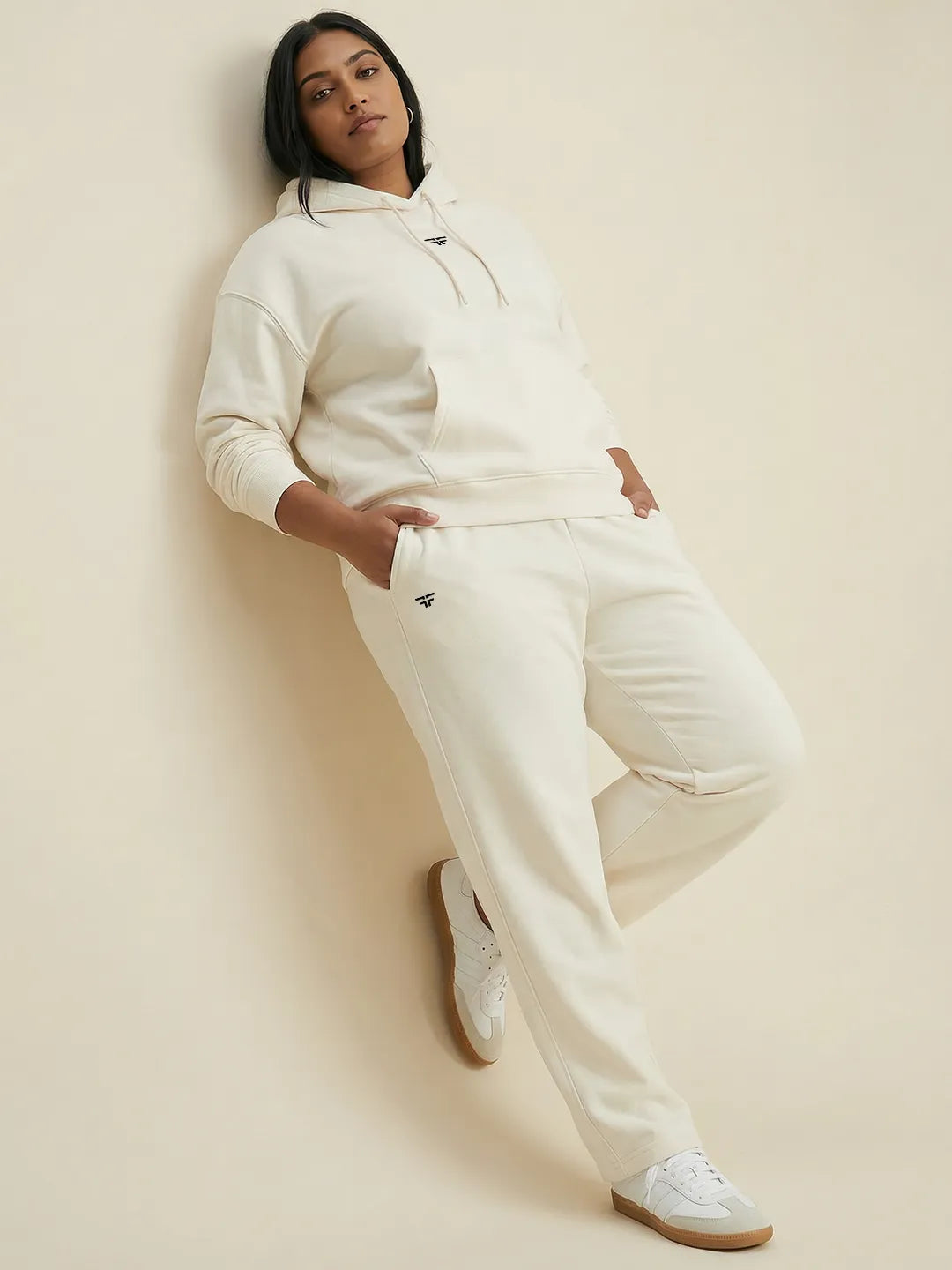 Off-White Straight Thermal Co-ord Set (Hoodie & Straight Fit Tracks Combo)