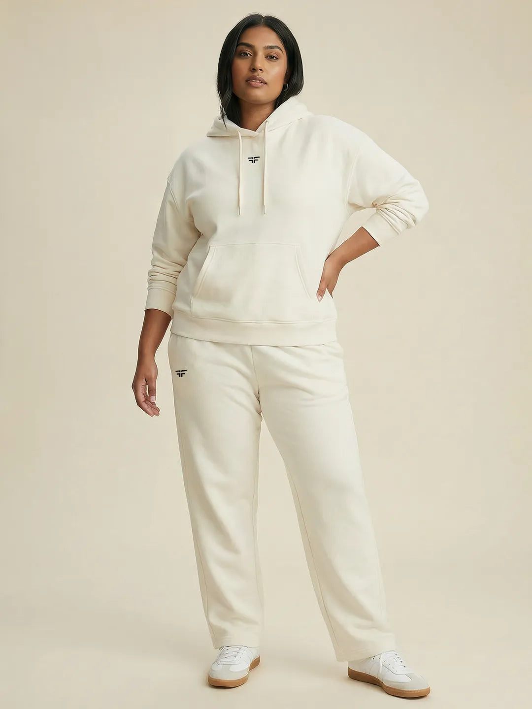 Off-White Straight Thermal Co-ord Set (Hoodie & Straight Fit Tracks Combo)