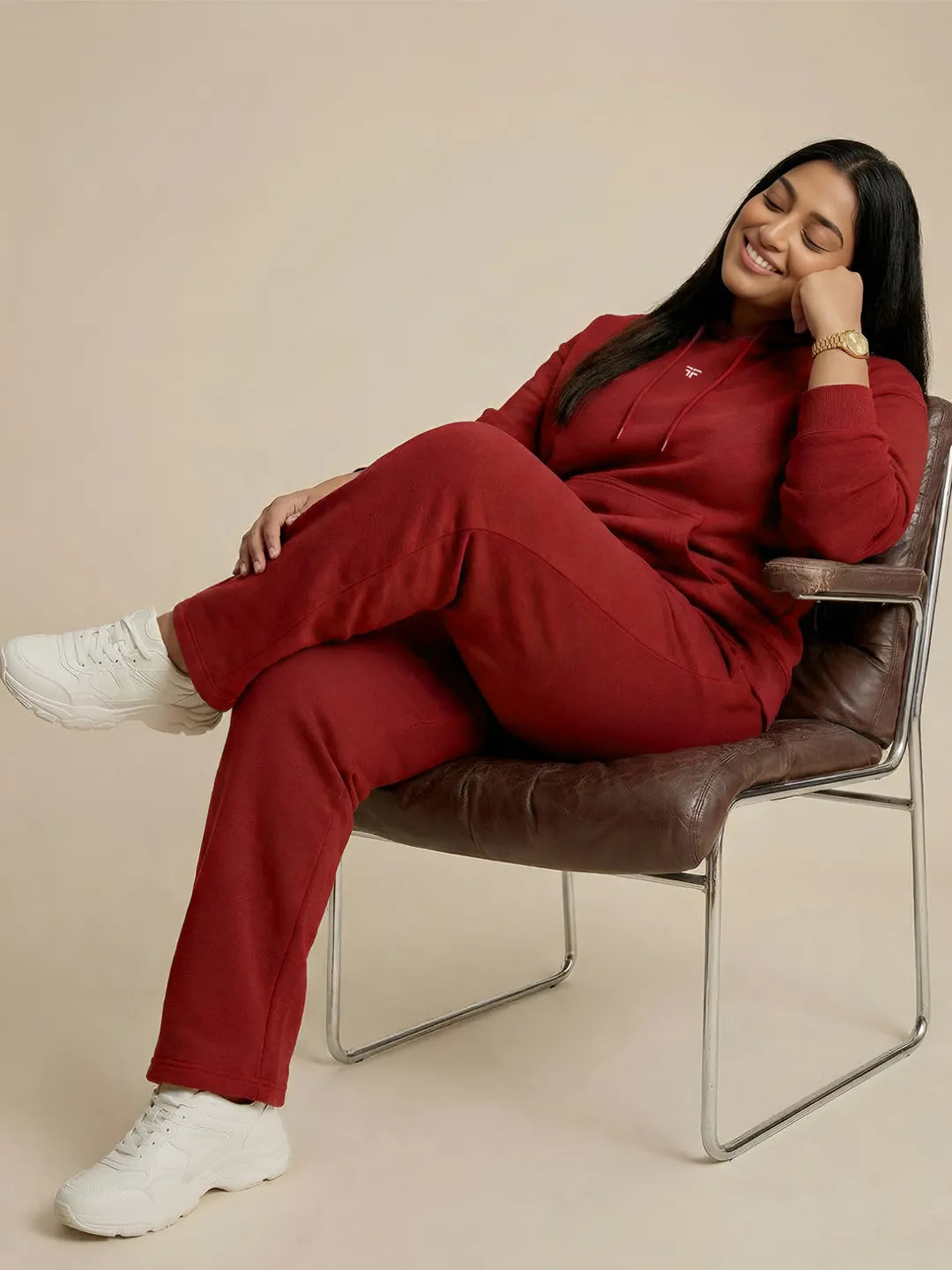 Red Straight Thermal Co-ord Set (Hoodie & Straight Fit Tracks Combo)