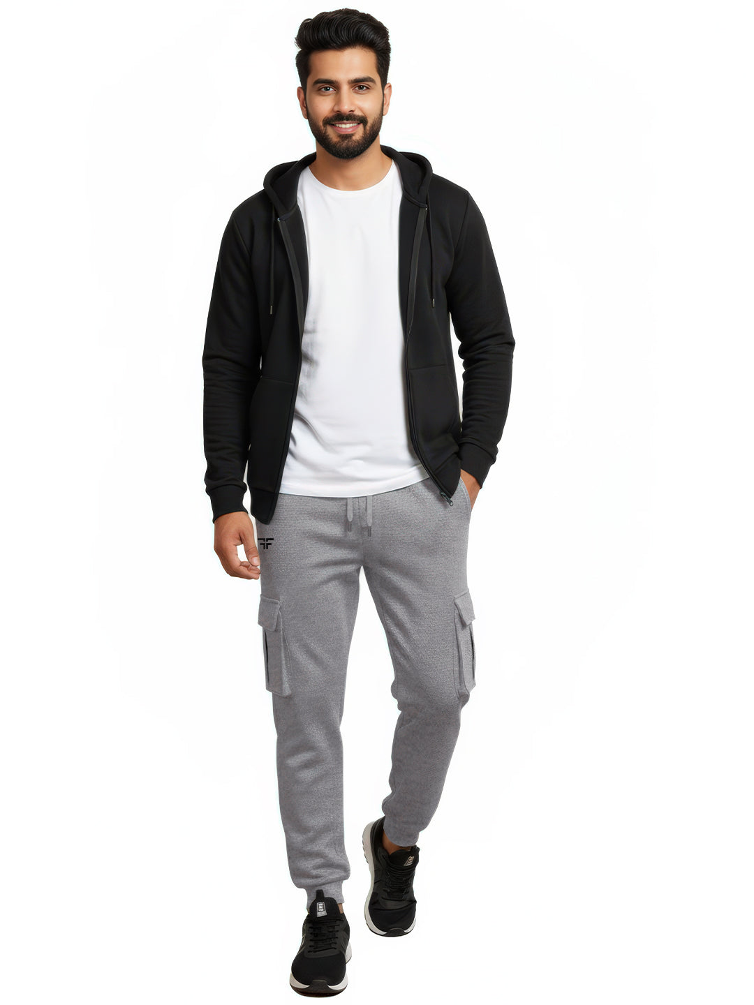 Grey Melange Joggers w/ Box Pockets