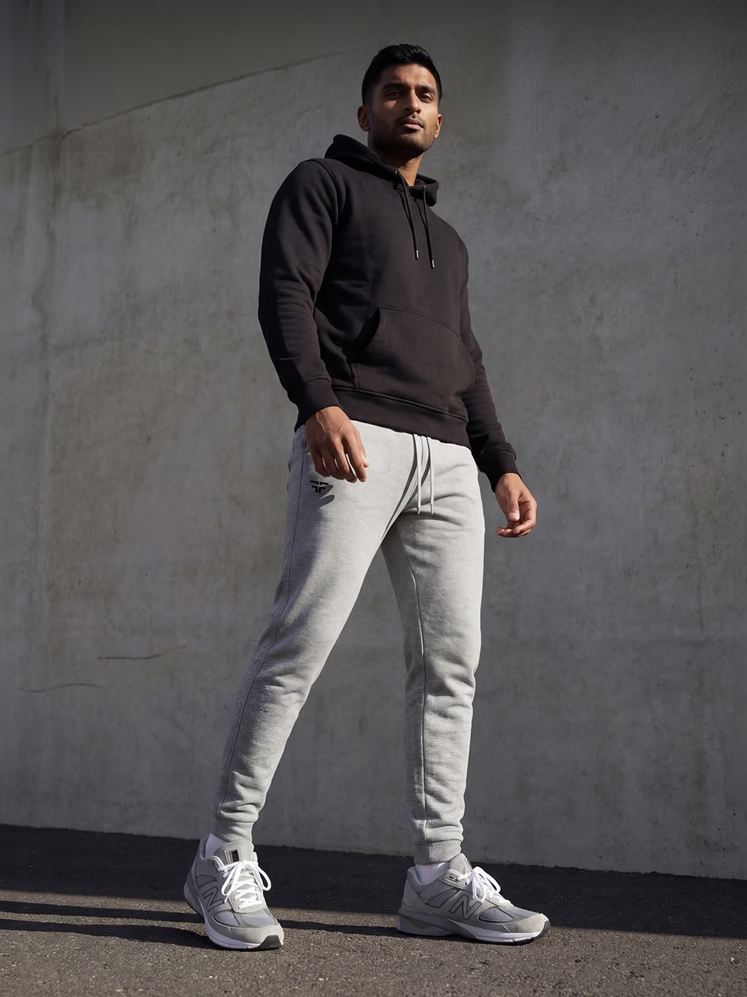 Grey Melange Baggy Joggers