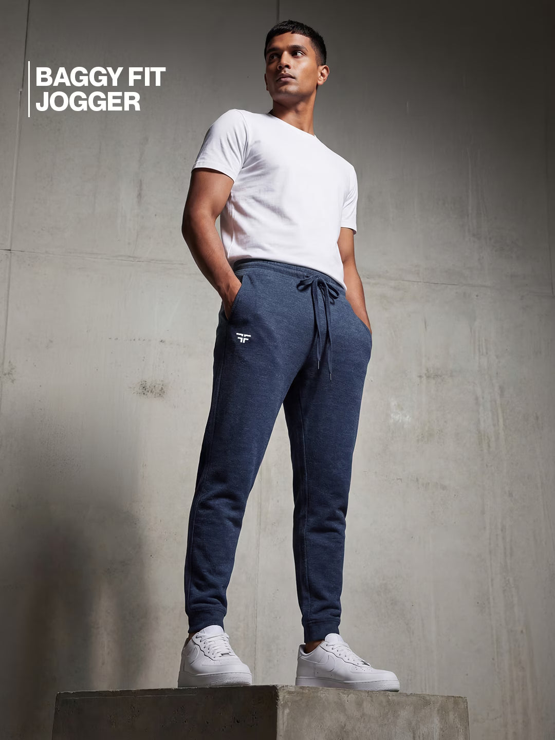 Blue Melange Baggy Joggers