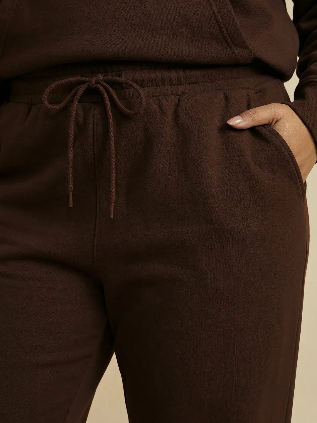 Coffee Brown Straight Thermal Co-ord Set (Hoodie & Straight Fit Tracks Combo)