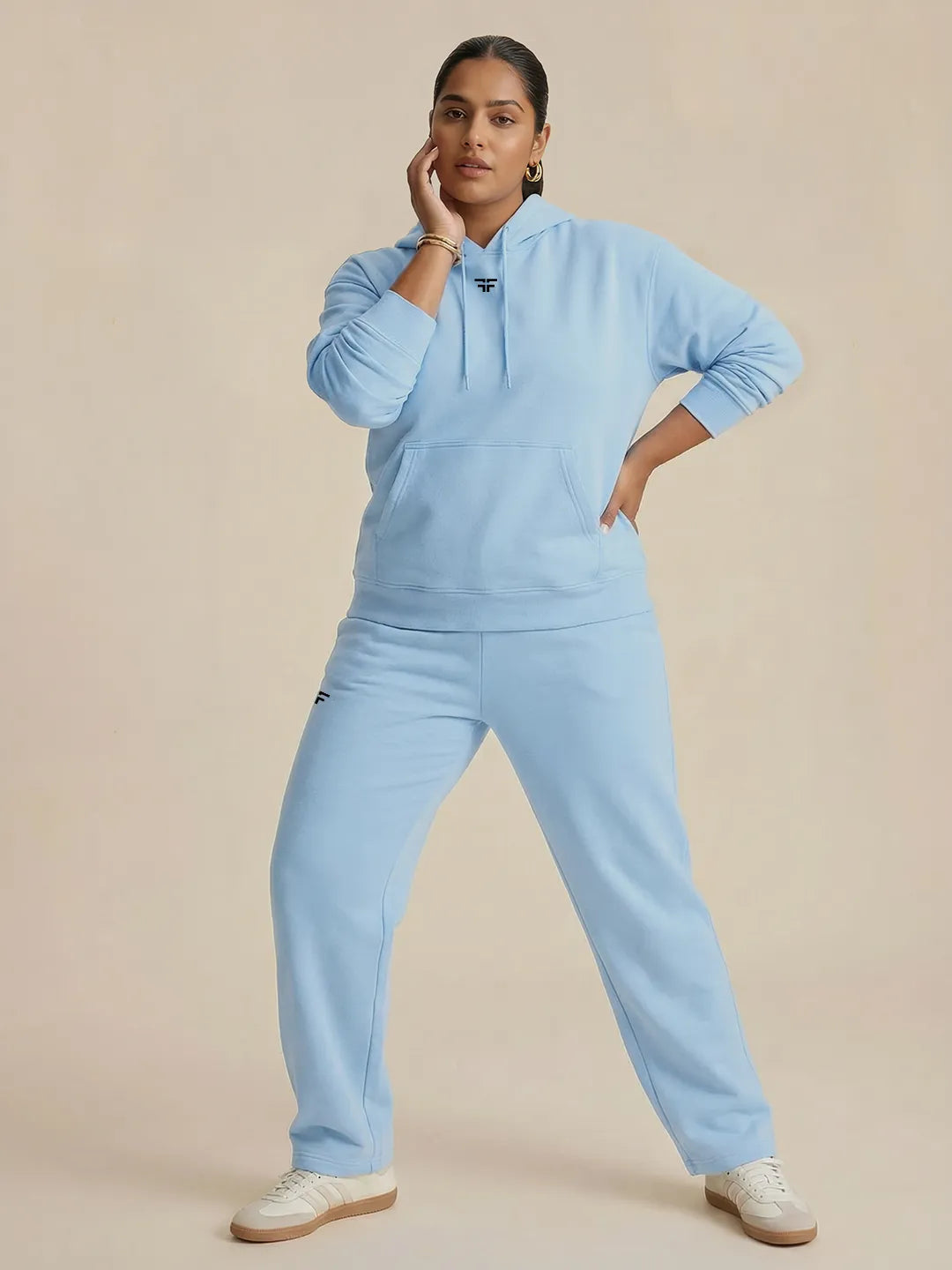 Turquoise Straight Thermal Co-ord Set (Hoodie & Straight Fit Tracks Combo)