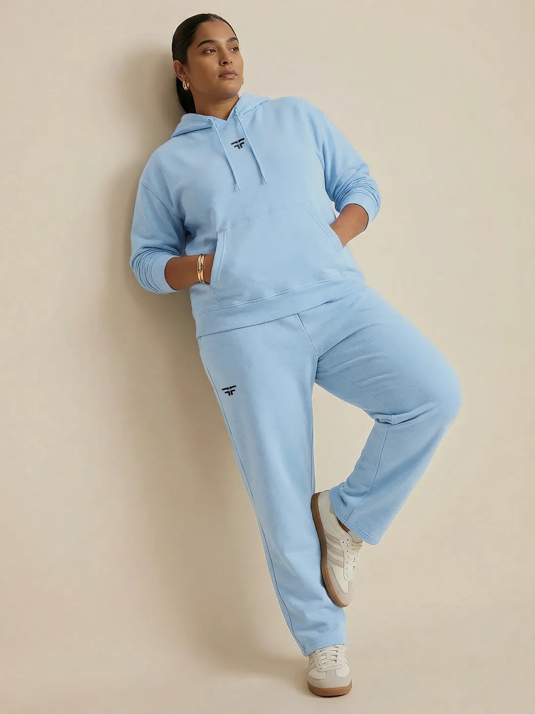 Turquoise Straight Thermal Co-ord Set (Hoodie & Straight Fit Tracks Combo)