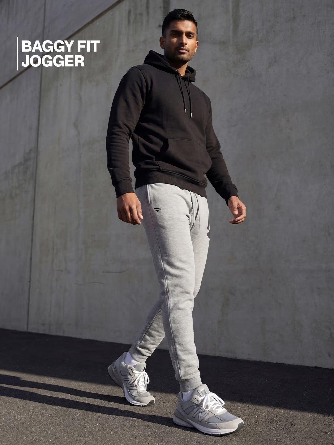 Grey Melange Baggy Joggers