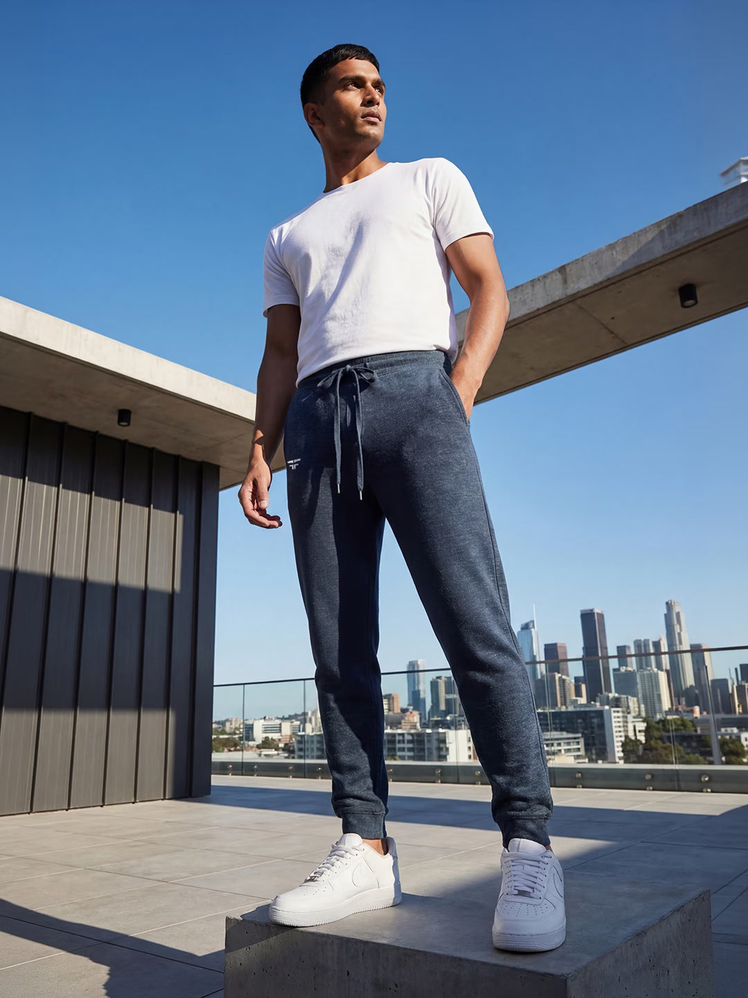 Blue Melange Baggy Joggers