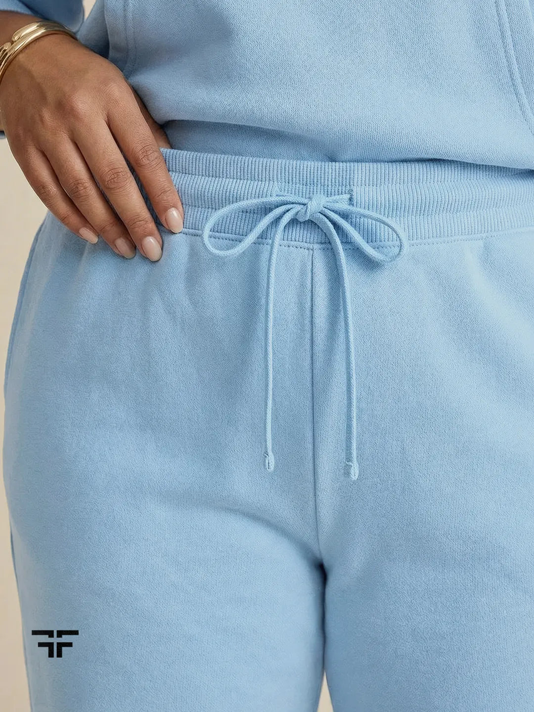 Turquoise Straight Thermal Co-ord Set (Hoodie & Straight Fit Tracks Combo)