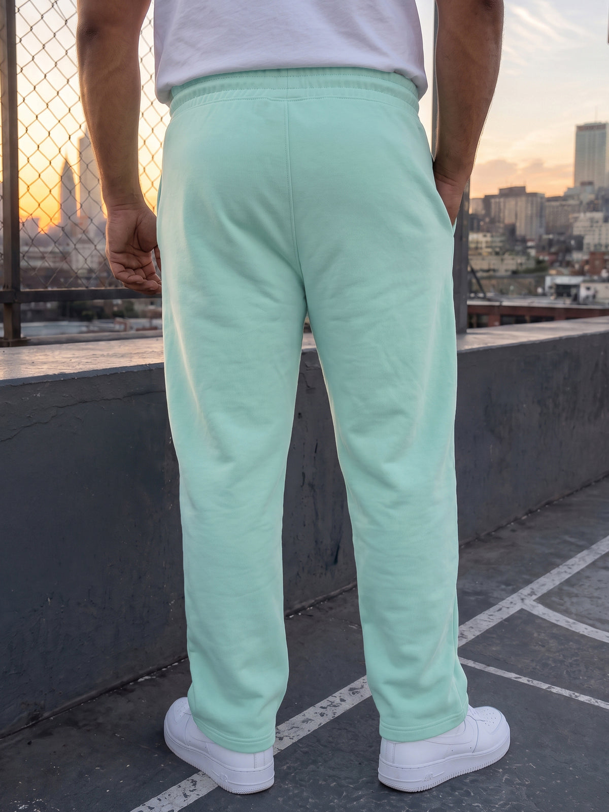Sea Green Straight Fleece Joggers