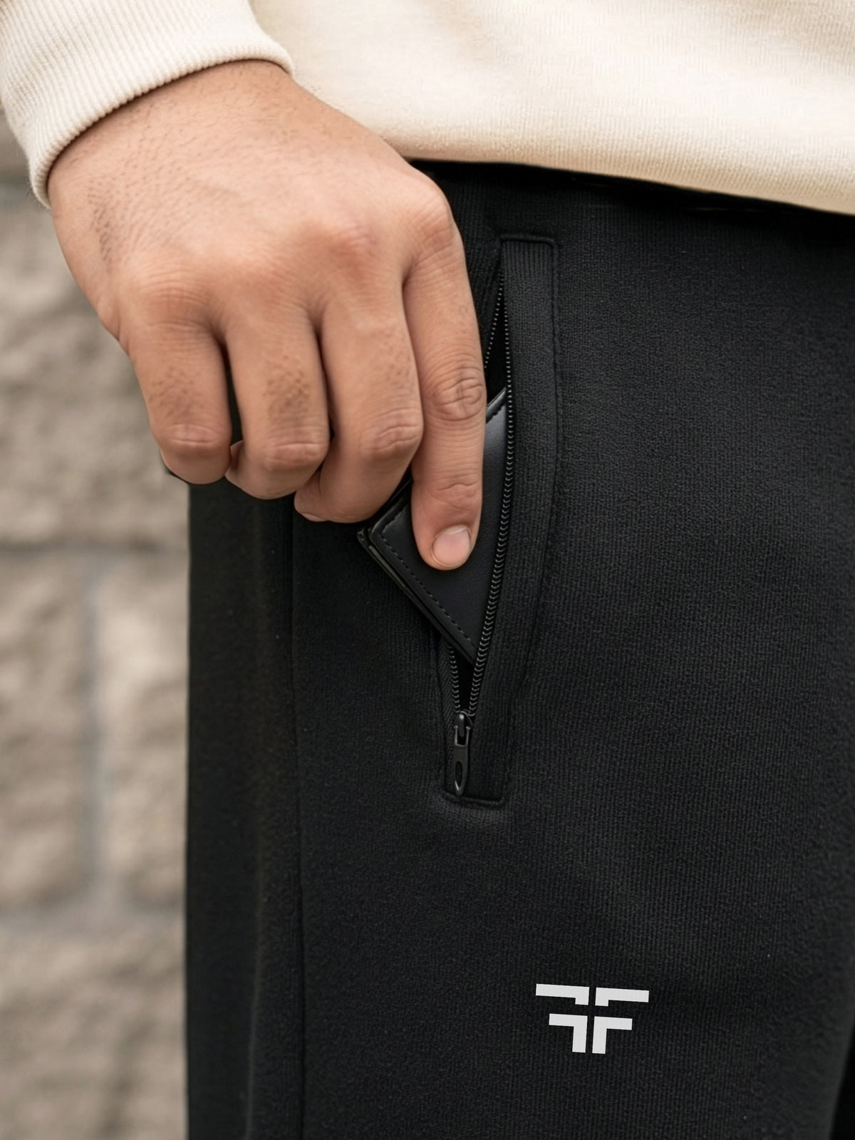 Black Straight Fleece Joggers