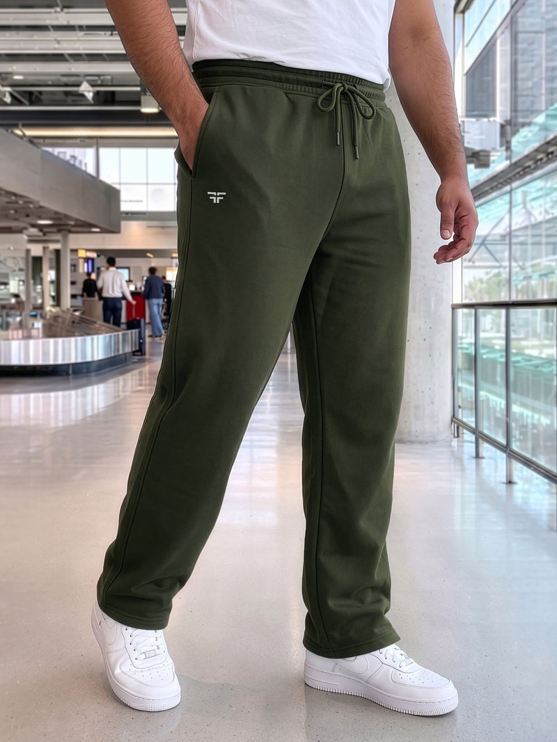 Green Straight Fleece Joggers