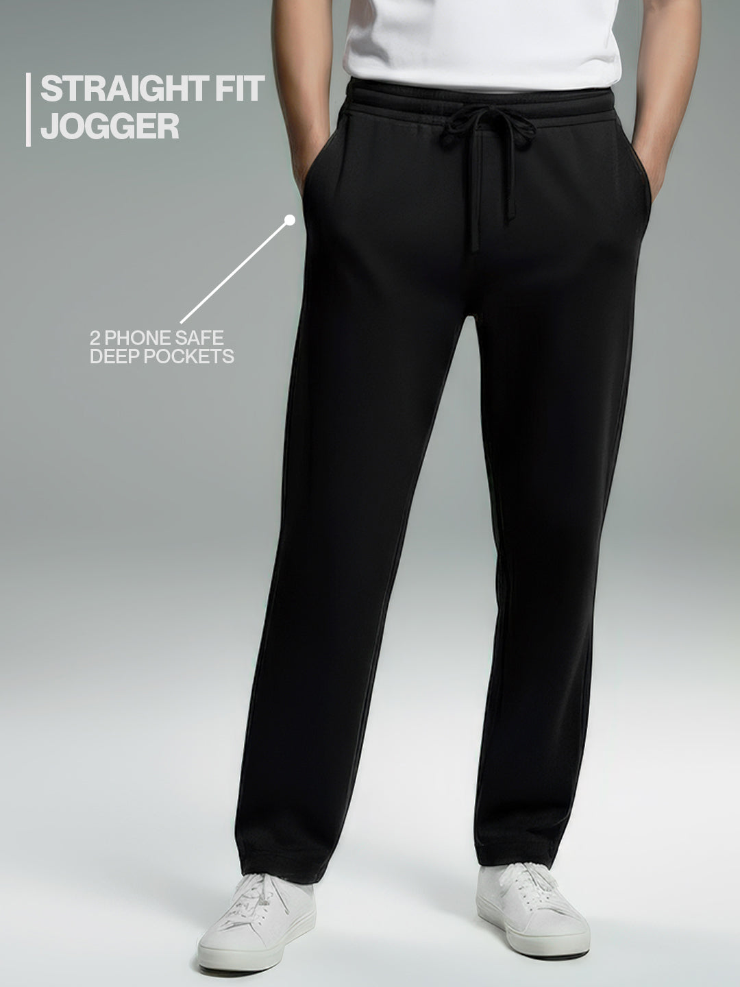 Jet Black Straight-Fit Joggers