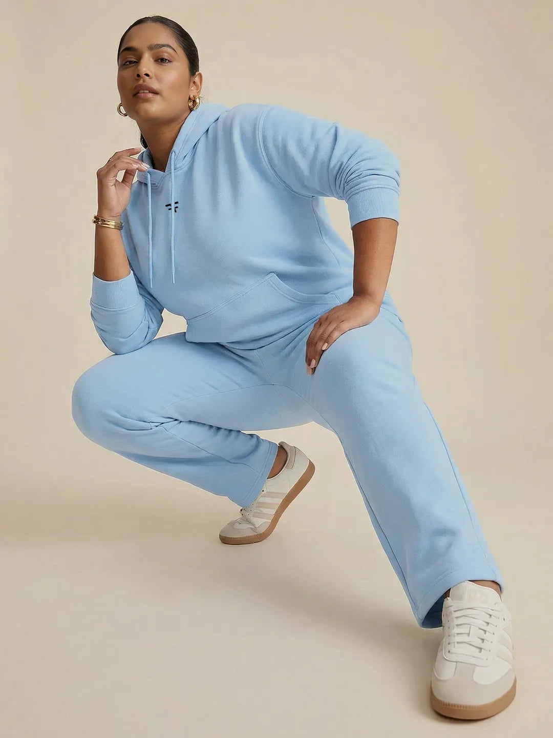 Turquoise Straight Thermal Co-ord Set (Hoodie & Straight Fit Tracks Combo)