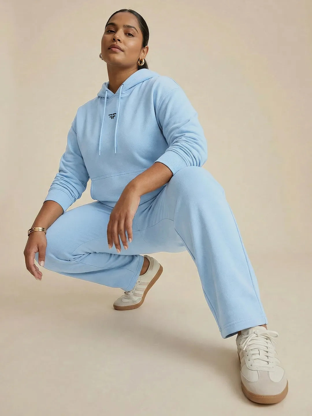 Turquoise Straight Thermal Co-ord Set (Hoodie & Straight Fit Tracks Combo)