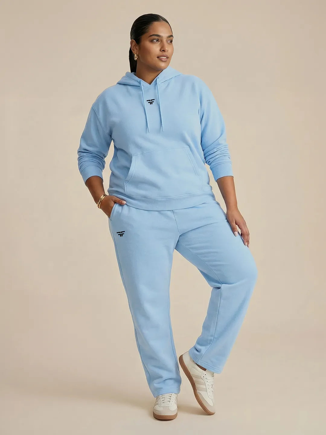 Turquoise Straight Thermal Co-ord Set (Hoodie & Straight Fit Tracks Combo)