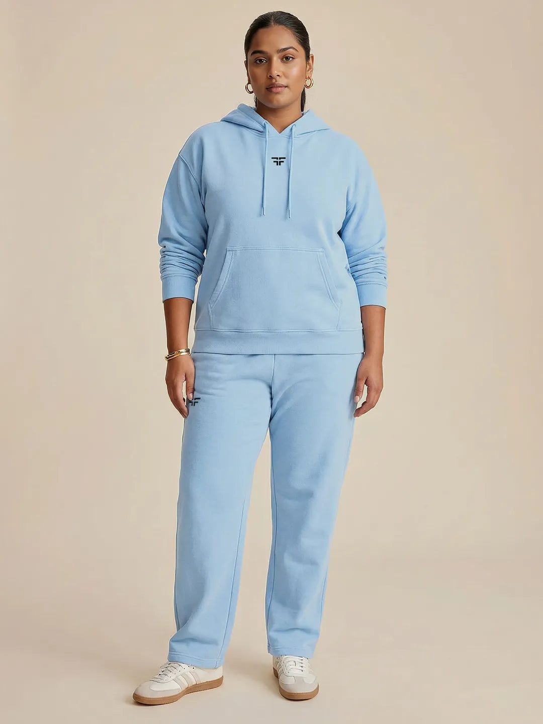 Turquoise Straight Thermal Co-ord Set (Hoodie & Straight Fit Tracks Combo)