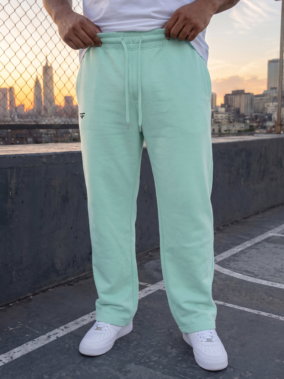 Sea Green Straight Fleece Joggers