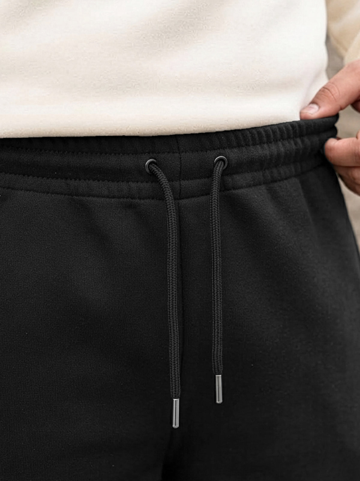 Black Straight Fleece Joggers