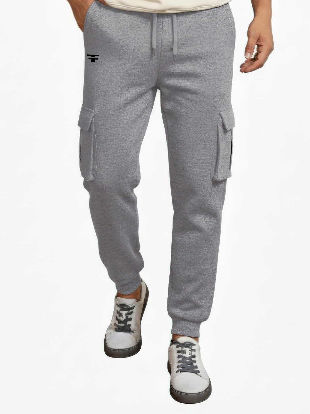 Grey Melange Joggers w/ Box Pockets