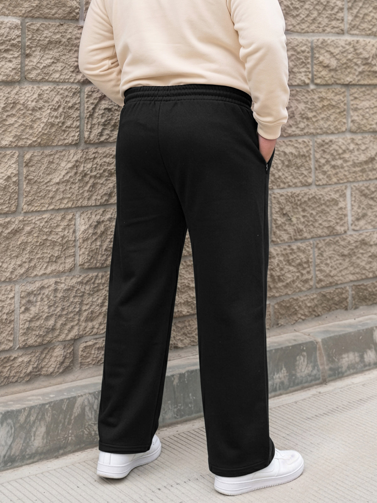 Black Straight Fleece Joggers