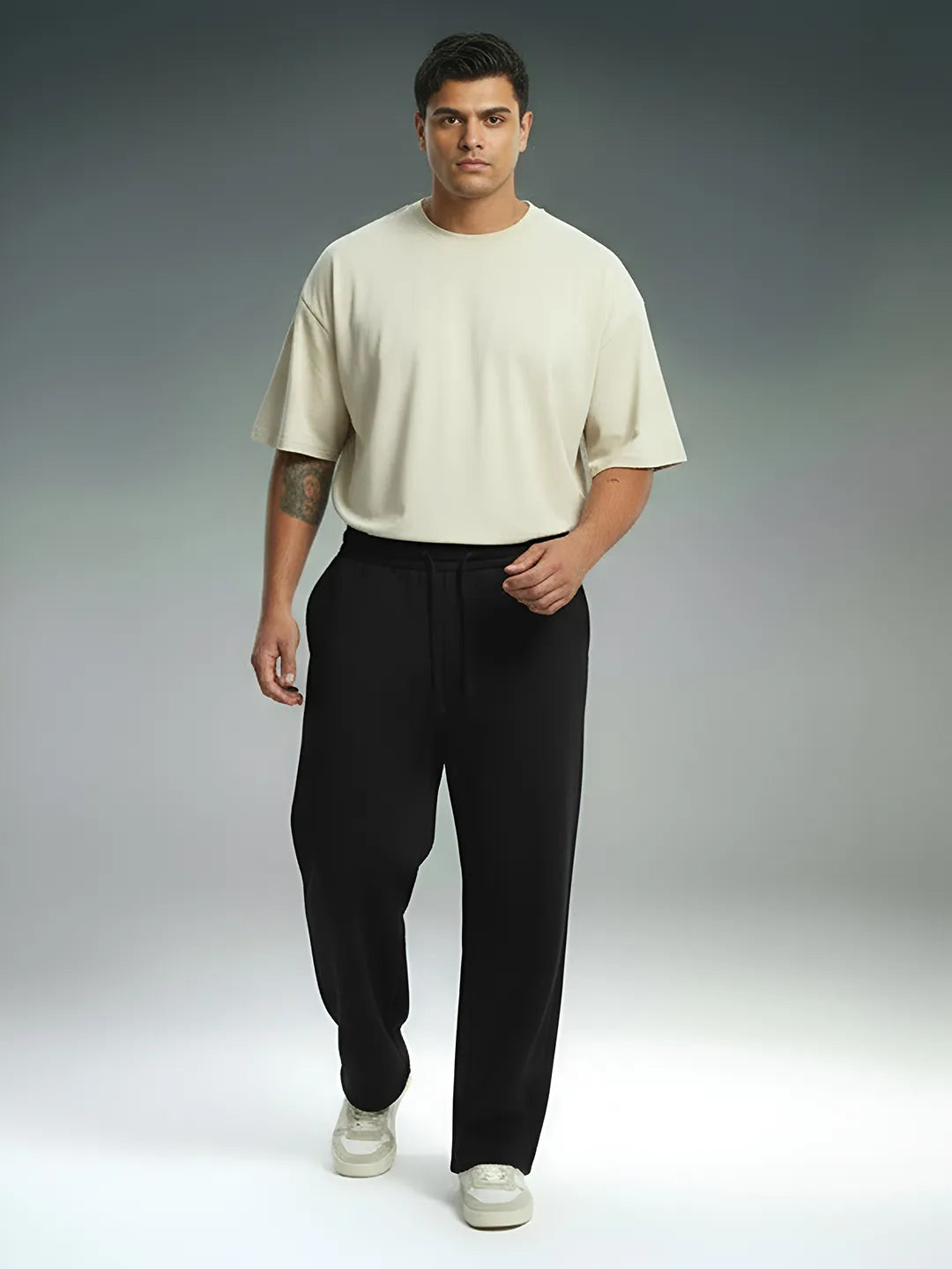 Jet Black Straight-Fit Joggers