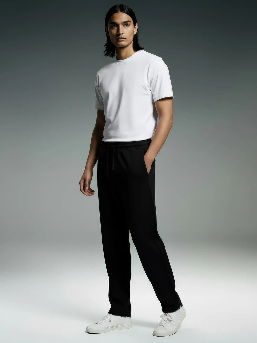 Jet Black Straight-Fit Joggers