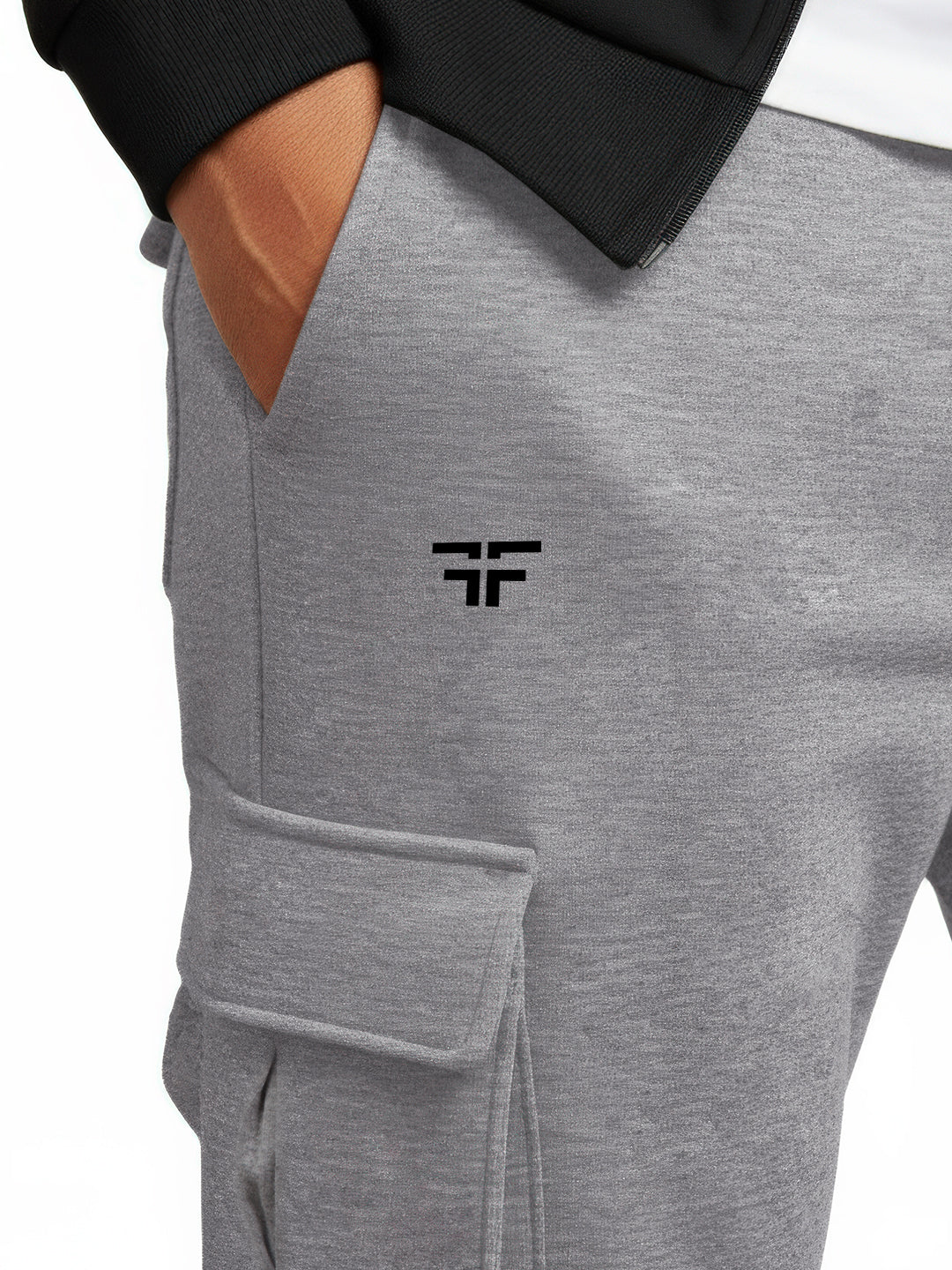 Grey Melange Joggers w/ Box Pockets