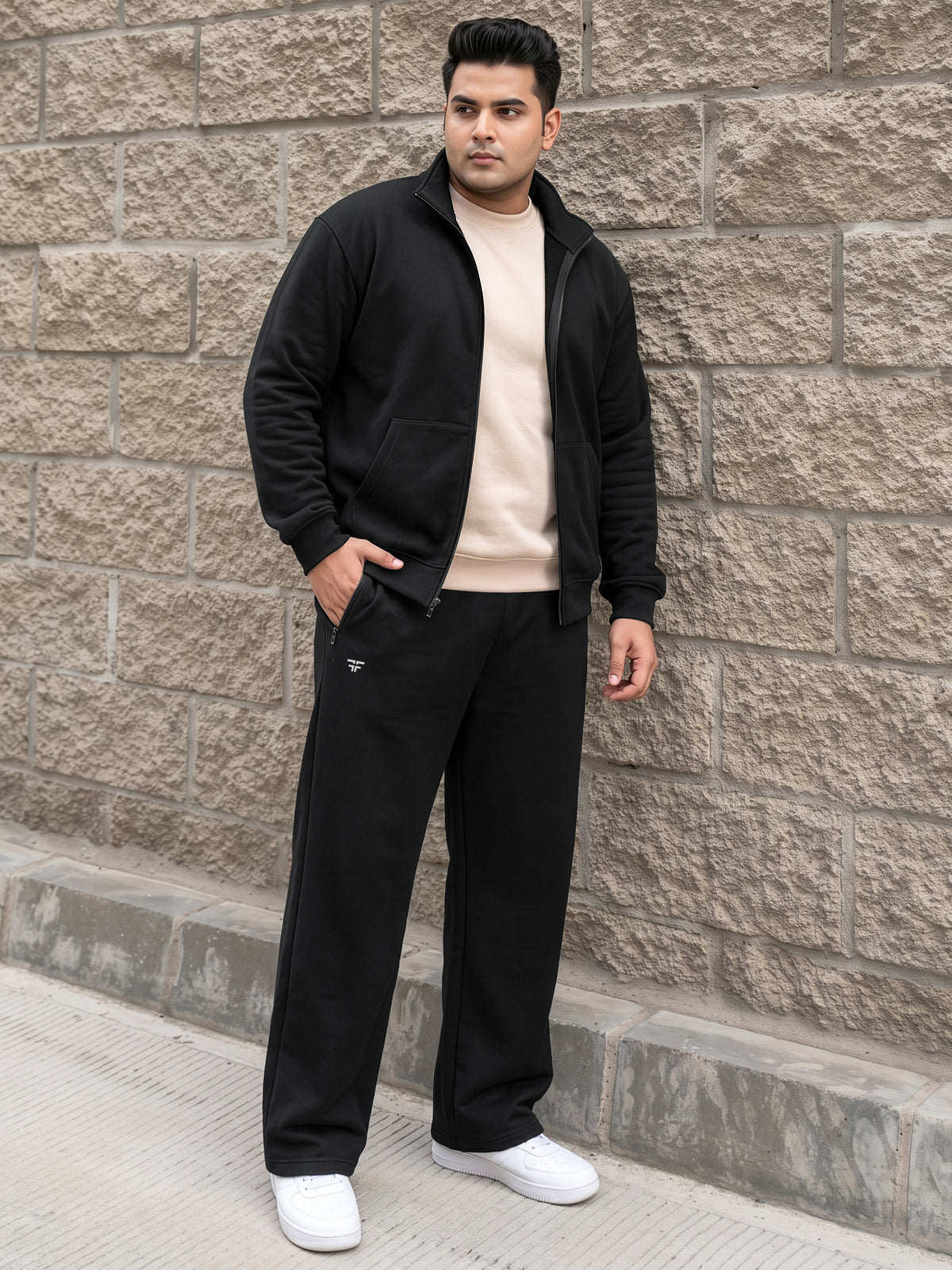 Black Straight Fleece Joggers