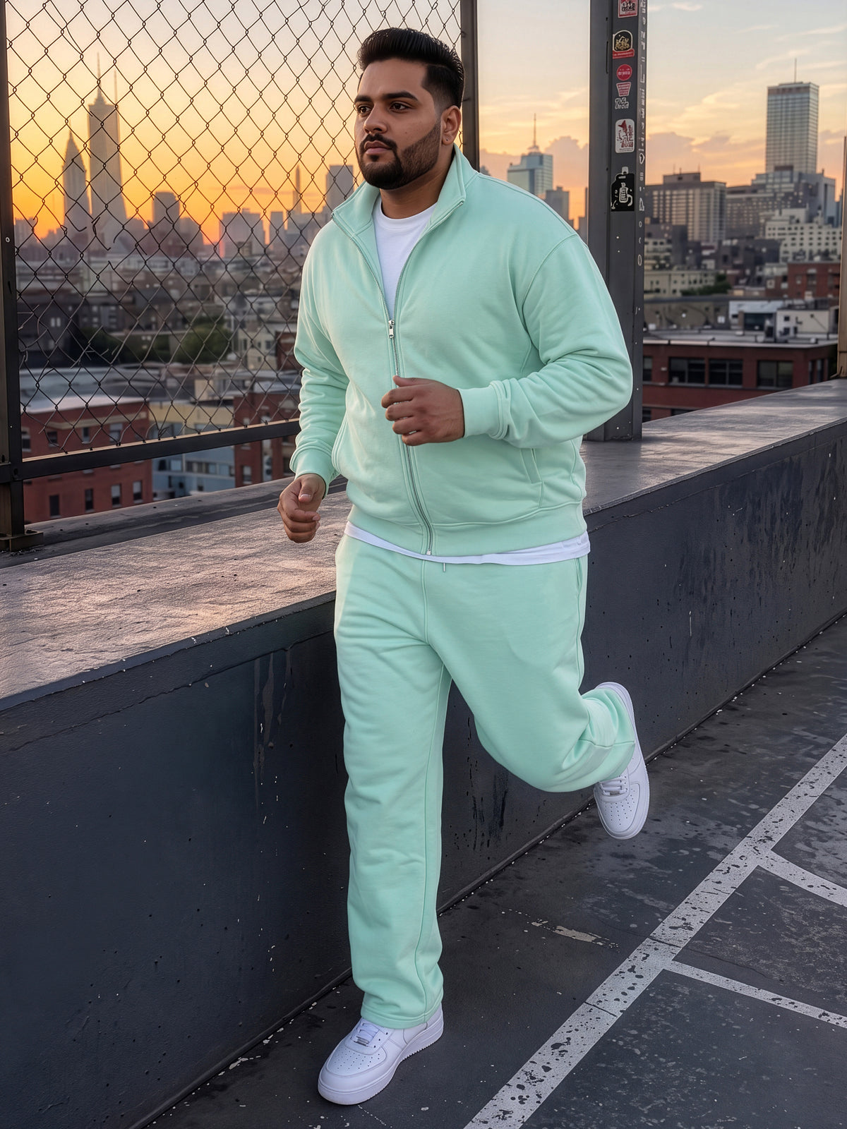 Sea Green Straight Fleece Joggers