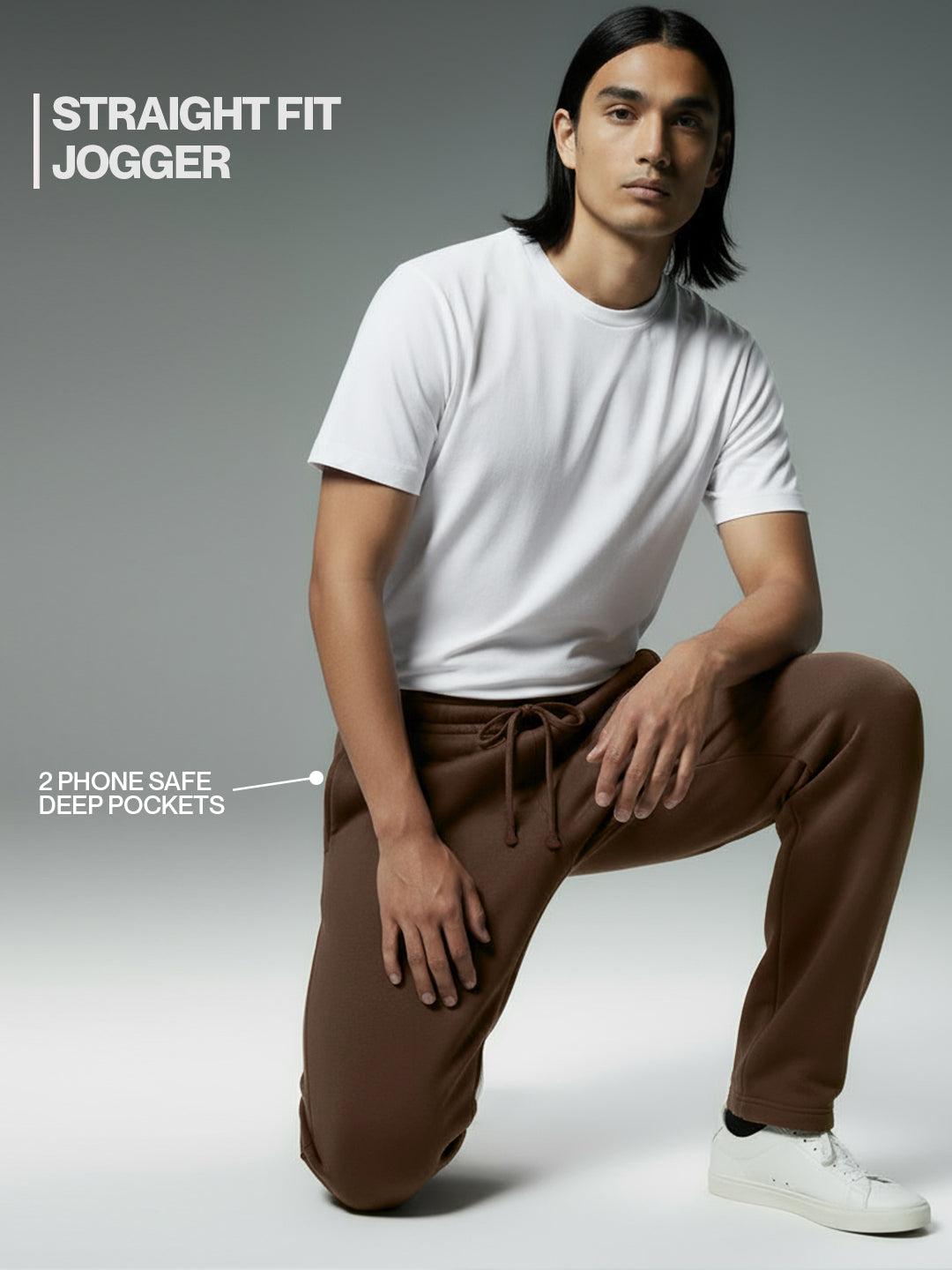 Coffee Brown Straight-Fit Joggers
