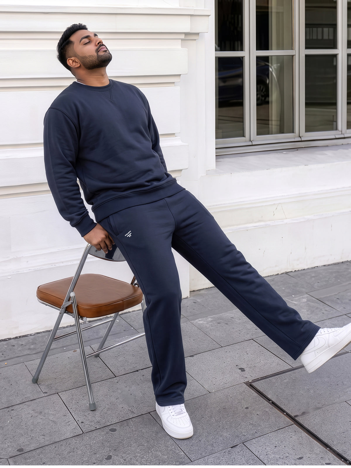 Navy Straight Fleece Joggers