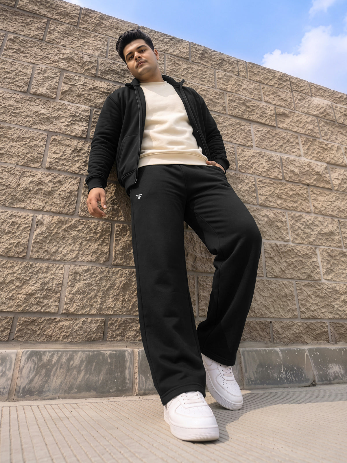 Black Straight Fleece Joggers