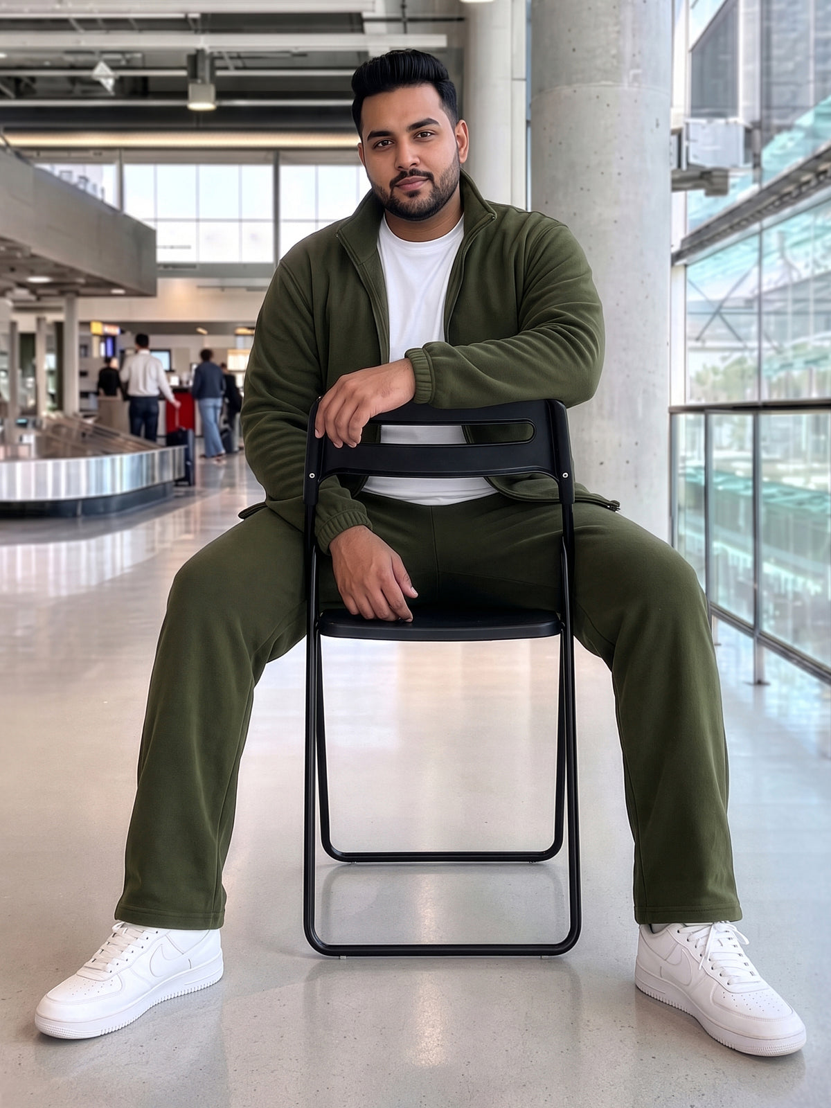 Green Straight Fleece Joggers