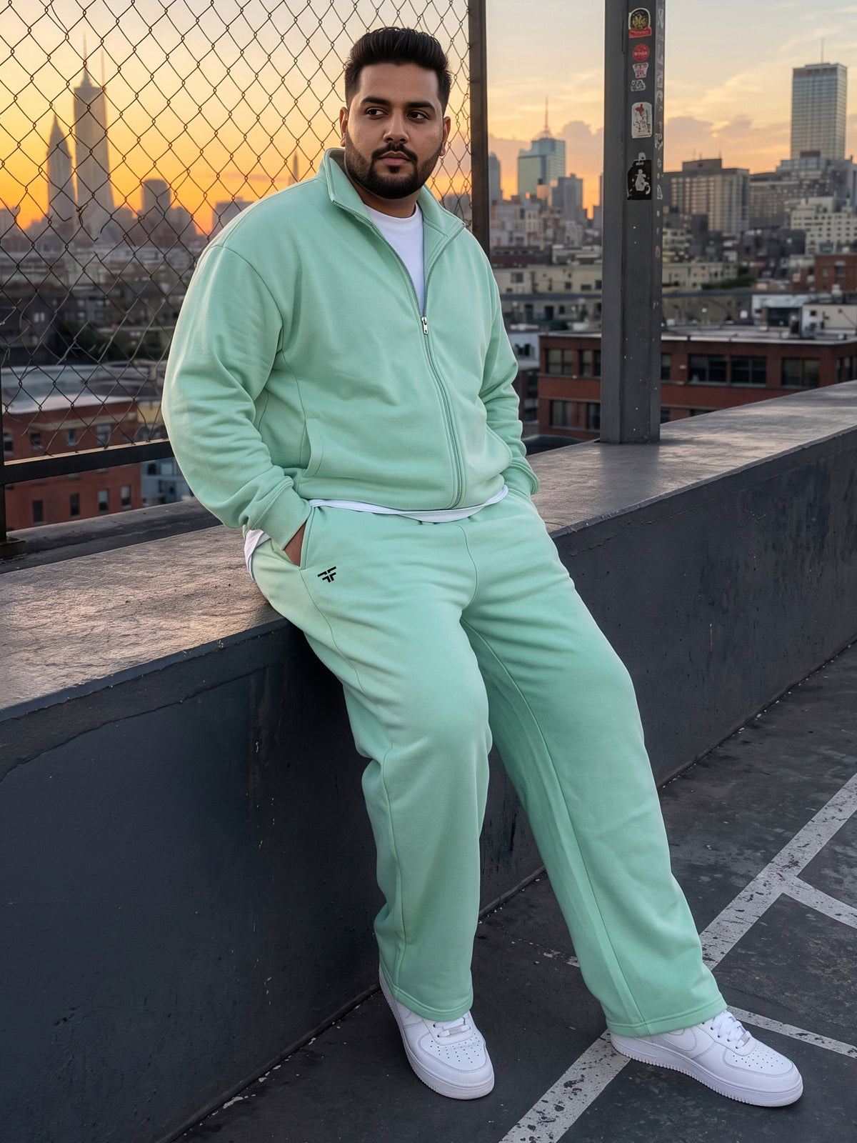 Sea Green Straight Fleece Joggers