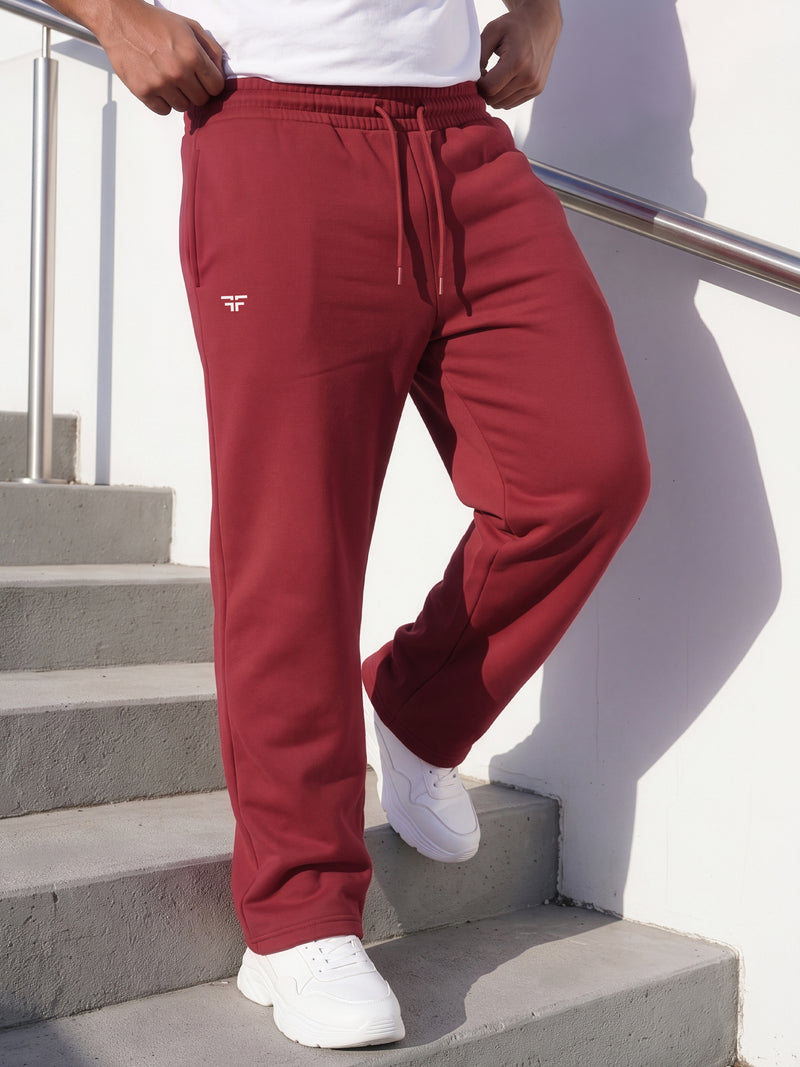 Red Straight Fleece Joggers