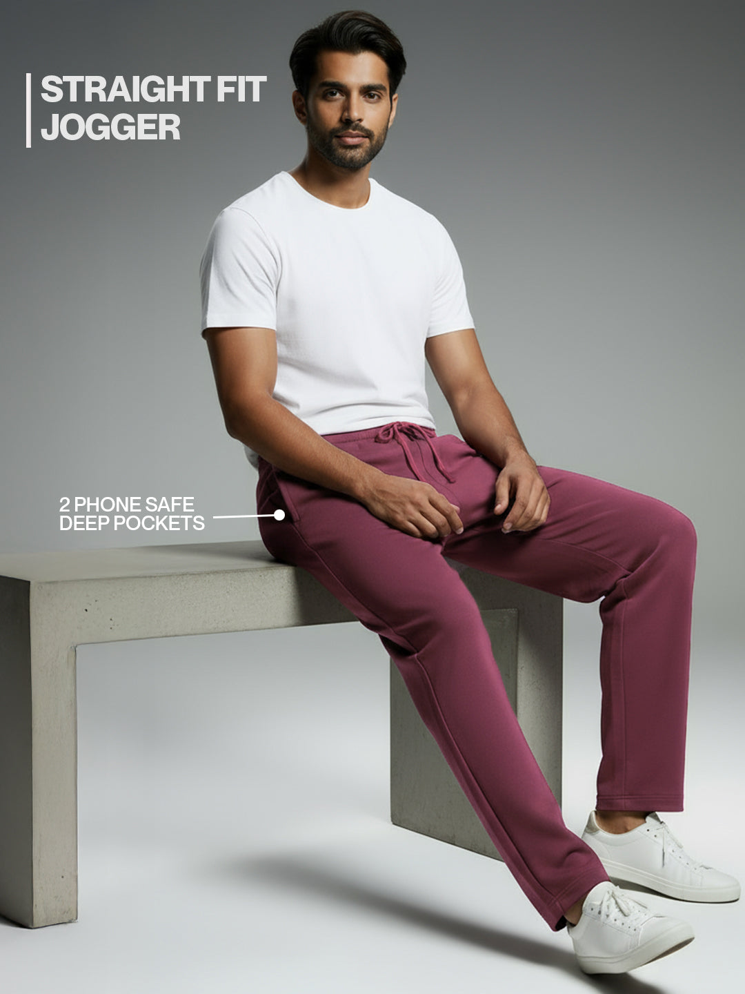 Deep Red Straight-Fit Joggers