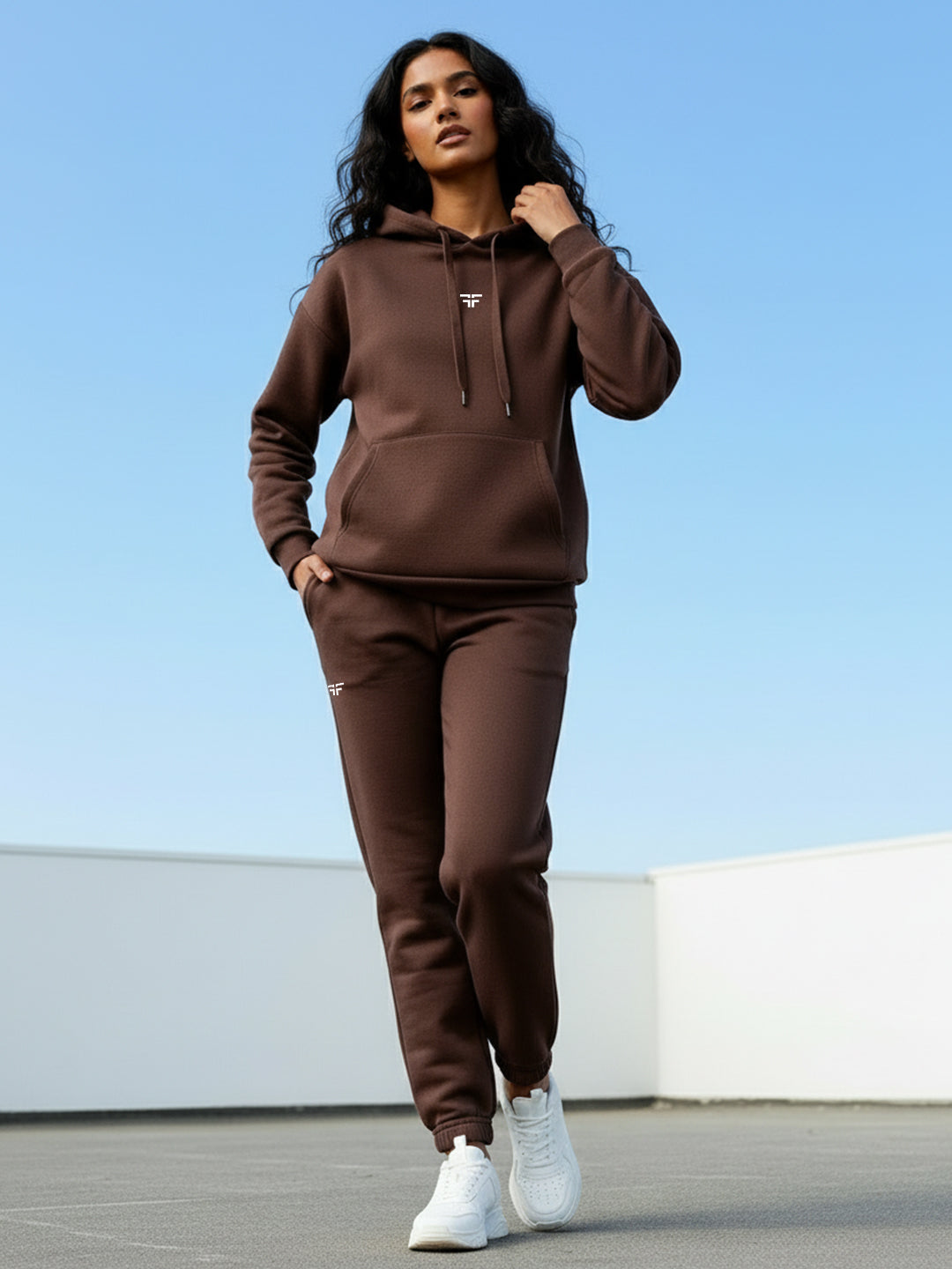 Coffee Brown Thermal Co-ord Set (Hoodie and Jogger Combo)