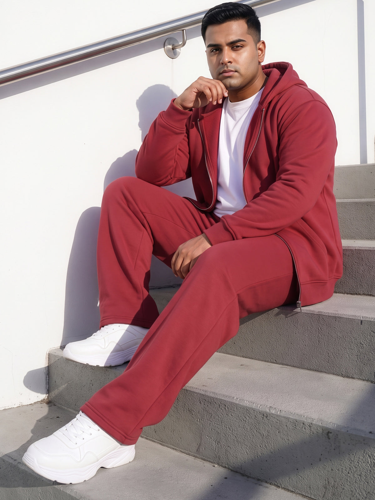 Red Straight Fleece Joggers