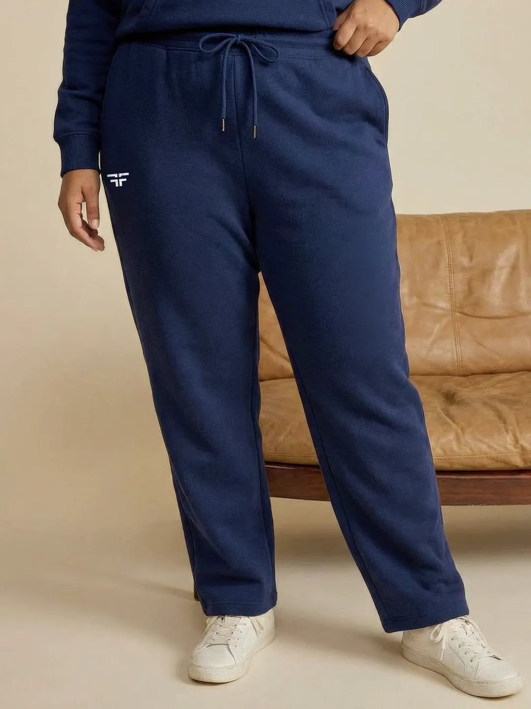 Navy Blue Straight Thermal Co-ord Set (Hoodie & Straight Fit Tracks Combo)