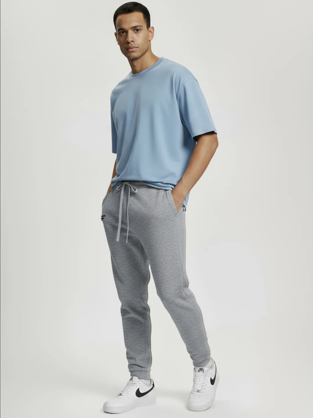 Grey Melange Baggy Joggers