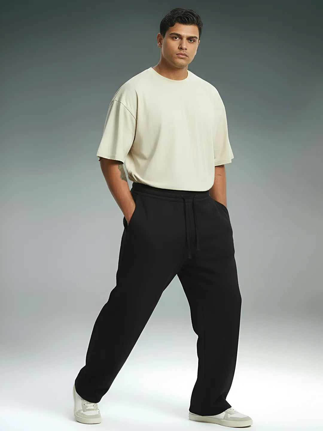 Jet Black Straight-Fit Joggers