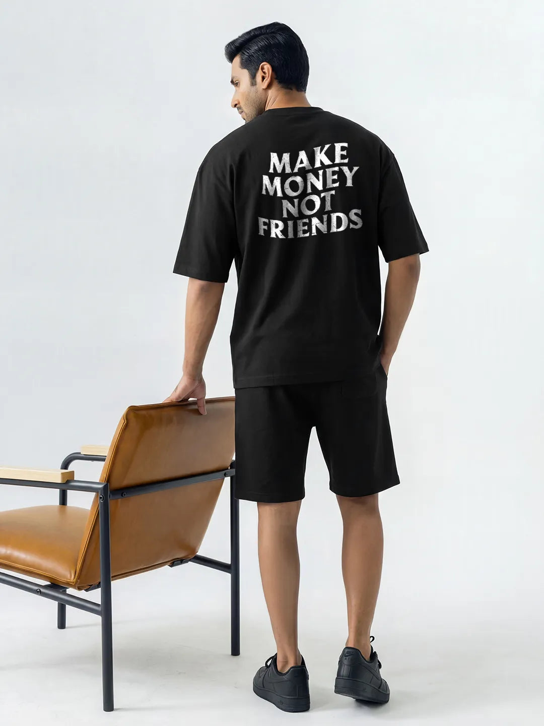 Make Money Not Friends Cotton Men's Oversized Coord Sets