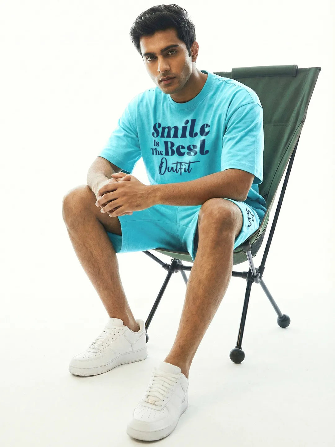 Smile Is The Best Cotton Mens T Shirt and Shorts Combo Set